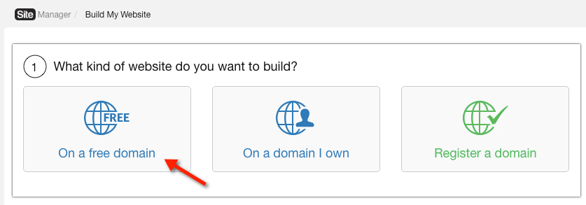 Build a site using a free domain name