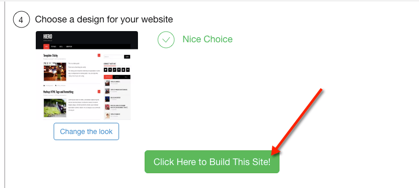 Just click the button to build your site