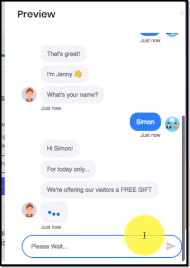 What the chatbot looks like when it's engaging with someone on your site