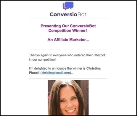 Conversiobot chatbot winner