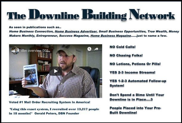 The Downline Building Network's website homepage