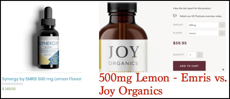 Emris vs Joy Organics Lemon CBD oil