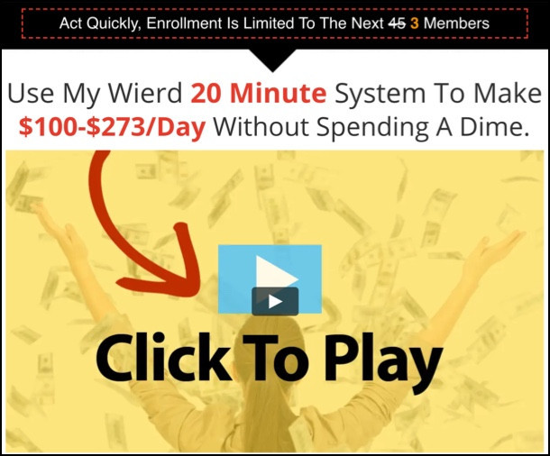 20 Minute Cash System sales page