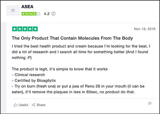 ASEA Fake review