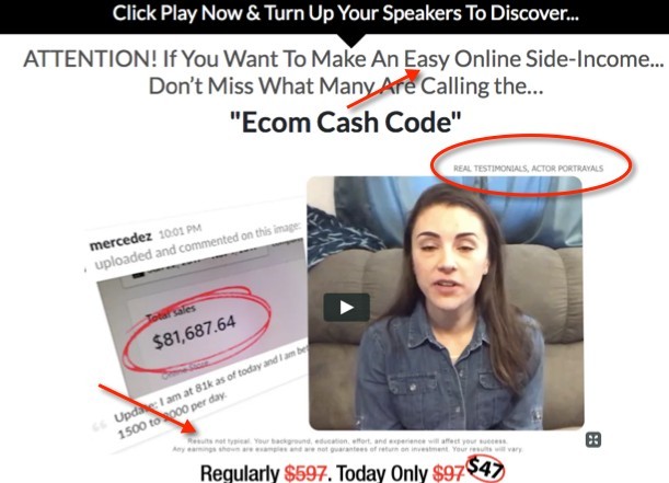 Ecom Cash Code Sales Video