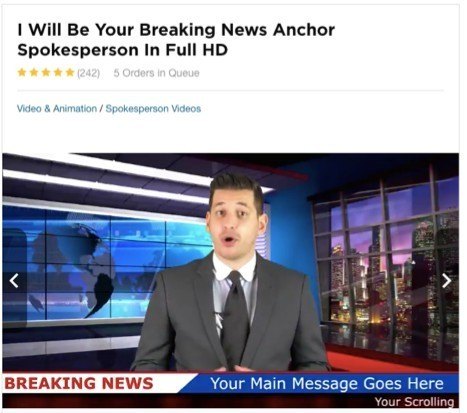 Fake news anchor from Fiverr