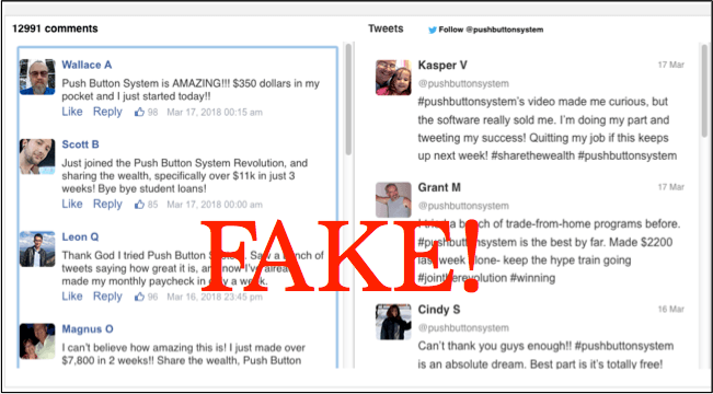 Fake twitter and facebook feeds