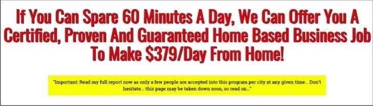 The My Success Home Plan scam says you can make $379 / day.