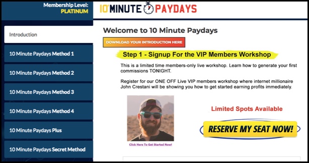 10 Minute Paydays Member's Area