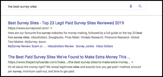 Google search for best survey sites.