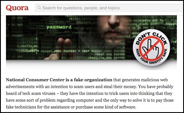 National Consumer Center is a scam.