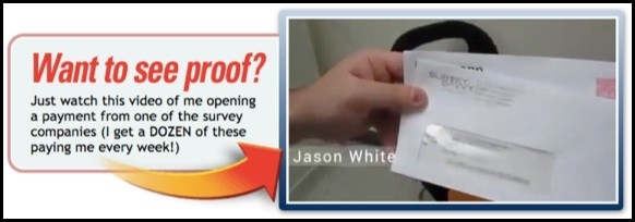 Jason apparently shows up proof that he makes money with surveys.